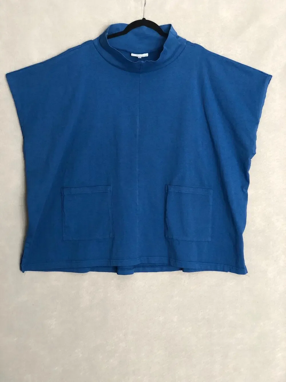 Bryn Walker Pip Poncho Top Mock Cowl Neck Blue Women's Large NEW